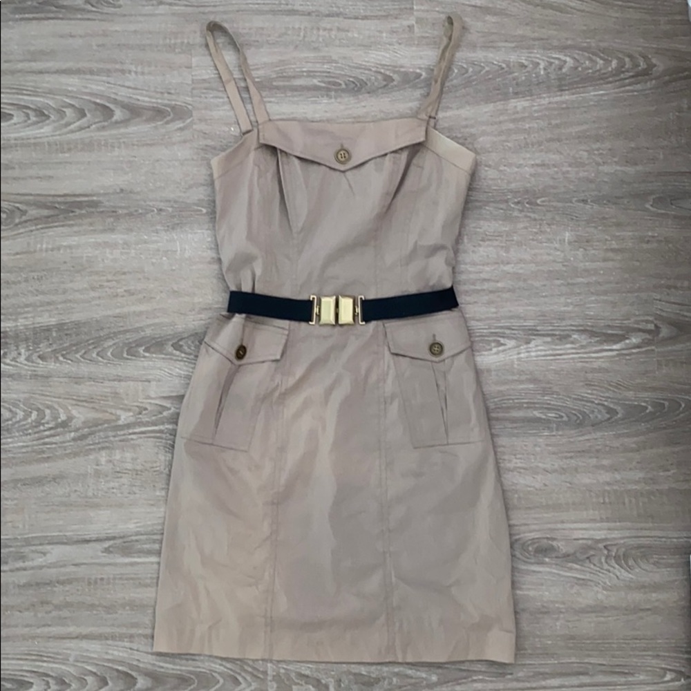 ❤️ BCBG Safari Inspired Belted Khaki Dress NWOT